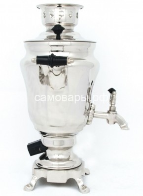 Электрический самовар из латуни никелированный на 1,5 литра форма "Тюльпан" с защитой от выкипания в Дегтярске - degtjarsk.mebel-74.com | фото
