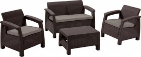 Комплект мебели Корфу сет (Corfu set) коричневый - серо-бежевый * в Дегтярске - degtjarsk.mebel-74.com | фото