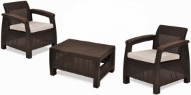 Комплект мебели Корфу Уикенд (Corfu Weekend) коричневый - серо-бежевый * в Дегтярске - degtjarsk.mebel-74.com | фото