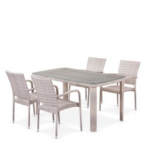 Комплект плетеной мебели T256C/Y376C-W85 Latte (4+1) + подушки на стульях в Дегтярске - degtjarsk.mebel-74.com | фото