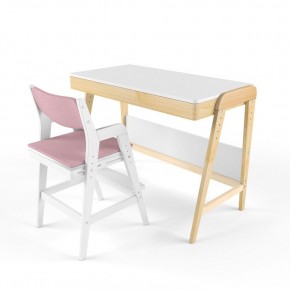 Комплект растущий стол и стул с чехлом 38 попугаев «Вуди» (Белый, Белый, Розовый) в Дегтярске - degtjarsk.mebel-74.com | фото