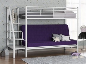Кровать двухъярусная с диваном "Мадлен-3" (Белый/Фиолетовы) в Дегтярске - degtjarsk.mebel-74.com | фото