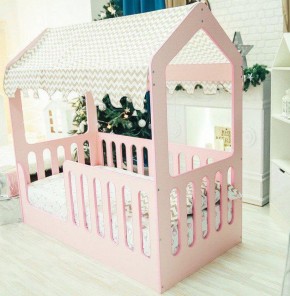 Кровать-домик без ящика 800*1600 (Розовый) в Дегтярске - degtjarsk.mebel-74.com | фото