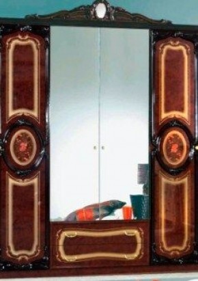 Шкаф 4-х дверный с зеркалами (01.144) Роза (могано) в Дегтярске - degtjarsk.mebel-74.com | фото