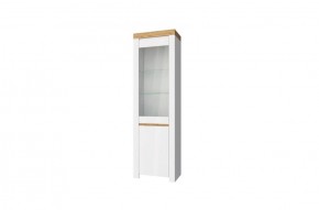 Шкаф с витриной  1V1D, TAURUS, цвет белый/дуб вотан в Дегтярске - degtjarsk.mebel-74.com | фото